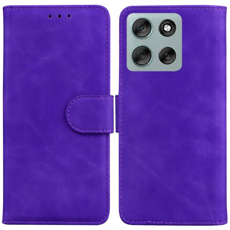 

For Motorola Moto G56 5G / G66j 5G / G66y 5G Skin Feel Pure Color Flip Leather Phone Case(Purple)