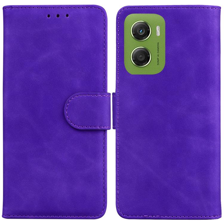 

For Motorola Moto G06 4G Skin Feel Pure Color Flip Leather Phone Case(Purple)