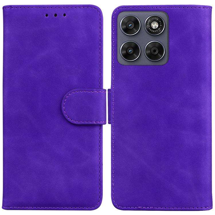 

For Motorola Moto G67 5G / Moto G77 5G Skin Feel Pure Color Flip Leather Phone Case(Purple)