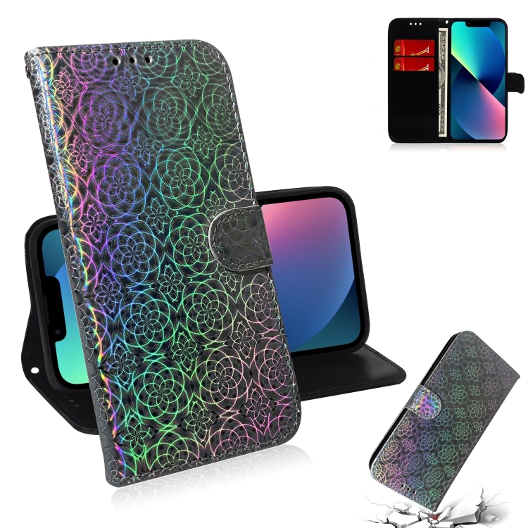 

For iPhone 15 Colorful Magnetic Buckle Leather Phone Case(Silver)