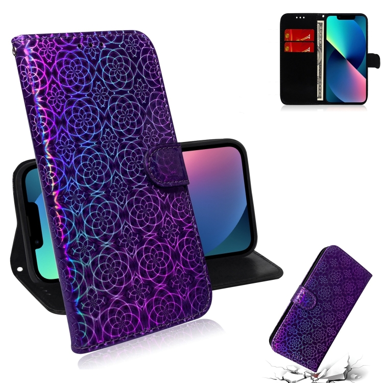 

For iPhone 15 Plus Colorful Magnetic Buckle Leather Phone Case(Purple)