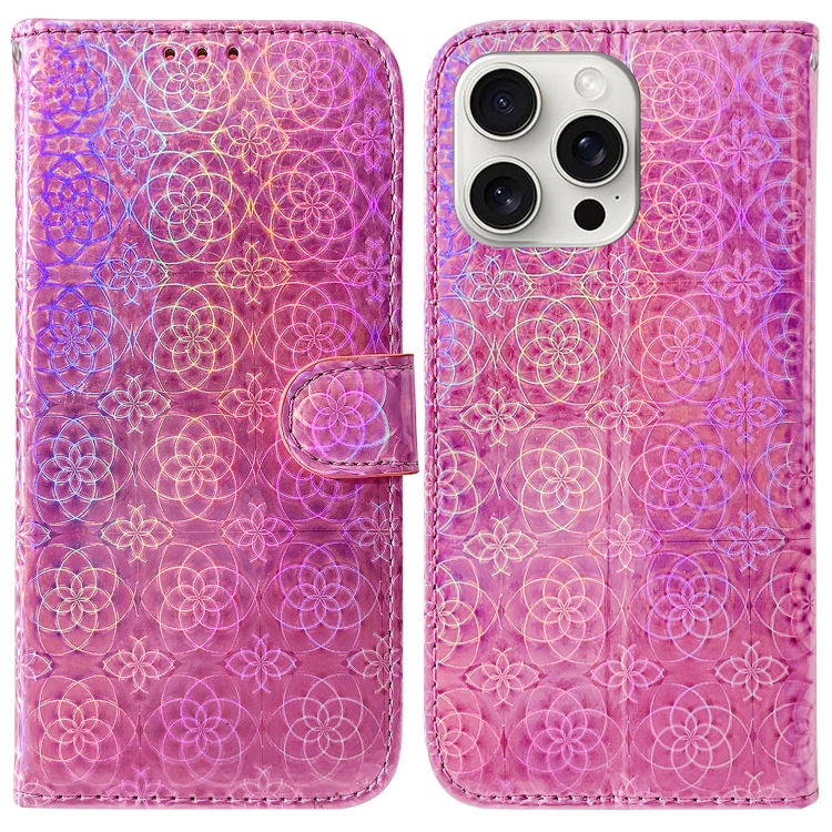 

For iPhone 16 Pro Colorful Magnetic Buckle Leather Phone Case(Pink)