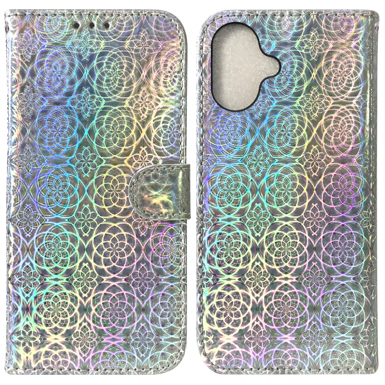 

For iPhone 16 Plus Colorful Magnetic Buckle Leather Phone Case(Silver)