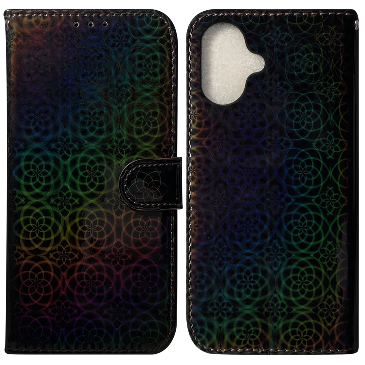 

For iPhone 16 Colorful Magnetic Buckle Leather Phone Case(Black)