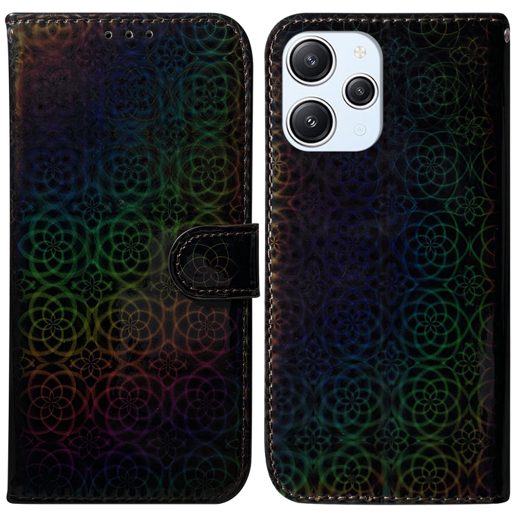 

For Xiaomi Redmi 12 Colorful Magnetic Buckle Leather Phone Case(Black)