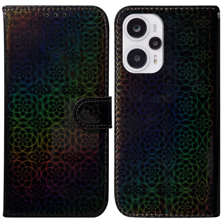 

For Xiaomi Poco F5/Redmi Note 12 Turbo Colorful Magnetic Buckle Leather Phone Case(Black)