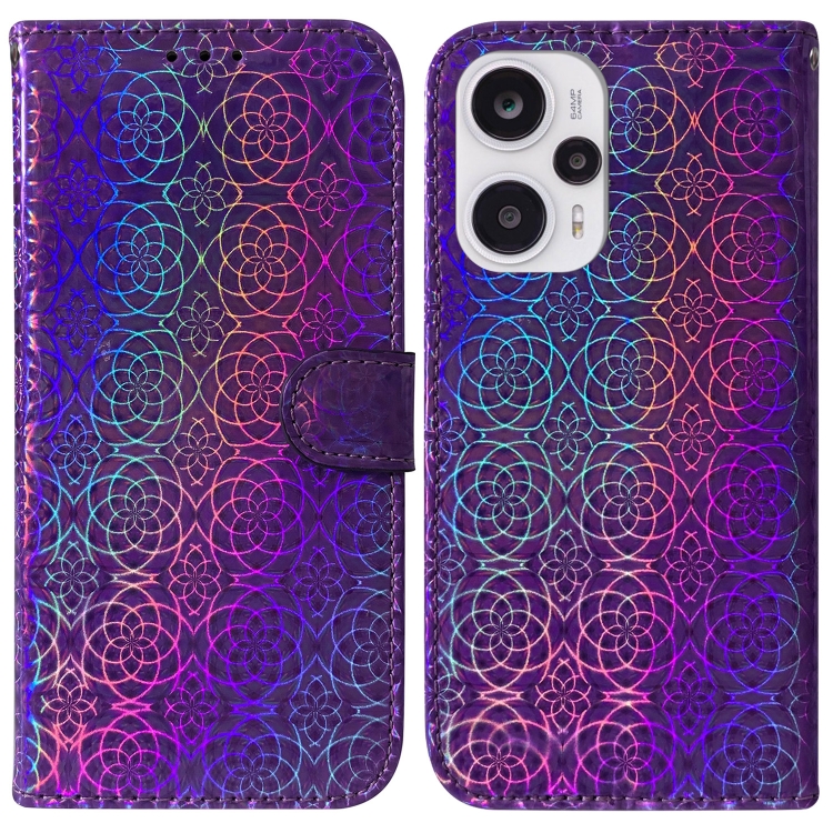 

For Xiaomi Poco F5/Redmi Note 12 Turbo Colorful Magnetic Buckle Leather Phone Case(Purple)