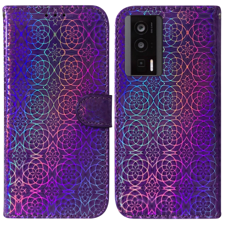 

For Xiaomi Poco F5 Pro / Redmi K60 Colorful Magnetic Buckle Leather Phone Case(Purple)