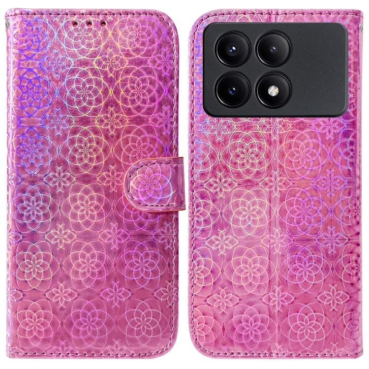 

For Xiaomi Redmi K70E / Poco X6 Pro Colorful Magnetic Buckle Leather Phone Case(Pink)