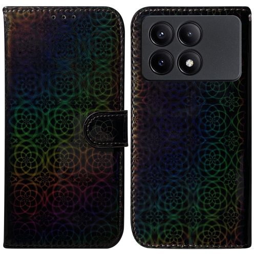 

For Xiaomi Redmi K70E / Poco X6 Pro Colorful Magnetic Buckle Leather Phone Case(Black)