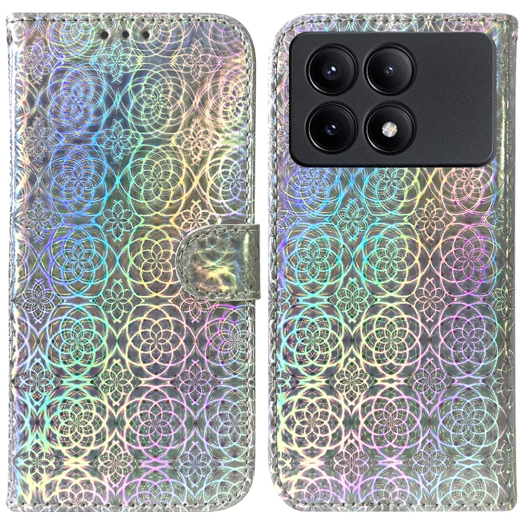 

For Xiaomi Redmi K70E / Poco X6 Pro Colorful Magnetic Buckle Leather Phone Case(Silver)