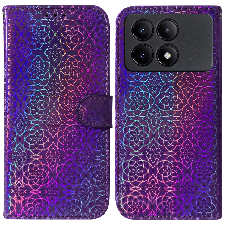 

For Xiaomi Redmi K70E / Poco X6 Pro Colorful Magnetic Buckle Leather Phone Case(Purple)