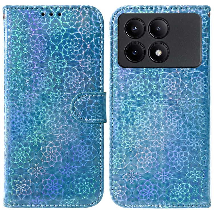 

For Xiaomi Redmi K70E / Poco X6 Pro Colorful Magnetic Buckle Leather Phone Case(Blue)
