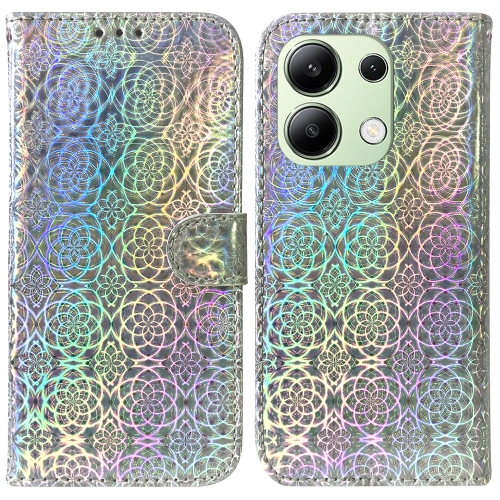 

For Xiaomi Redmi Note 13 4G Global Colorful Magnetic Buckle Leather Phone Case(Silver)