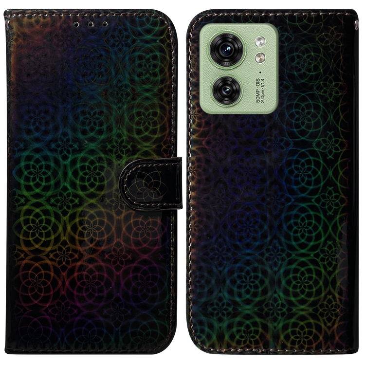 

For Motorola Edge 40 Colorful Magnetic Buckle Leather Phone Case(Black)