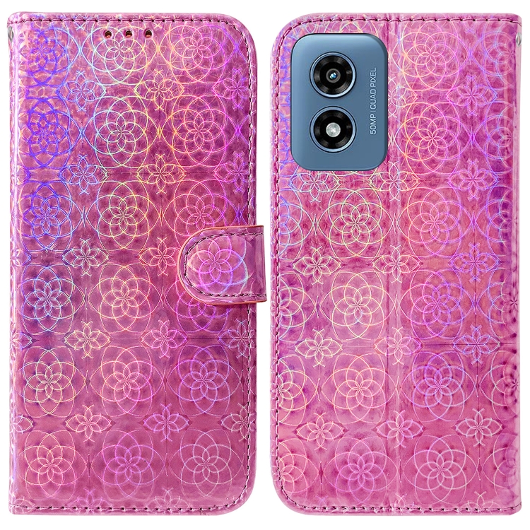 

For Motorola Moto G Play 4G 2024 Colorful Magnetic Buckle Leather Phone Case(Pink)