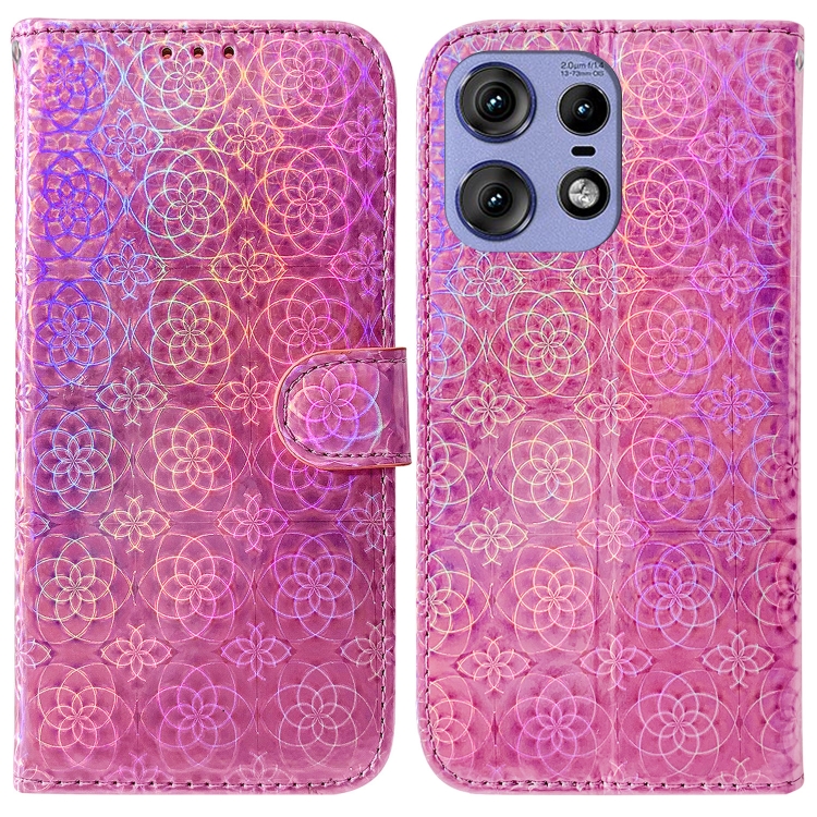 

For Motorola Edge 50 Pro Colorful Magnetic Buckle Leather Phone Case(Pink)