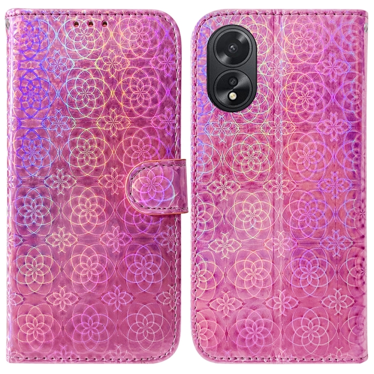 

For OPPO A38 4G / A18 Colorful Magnetic Buckle Leather Phone Case(Pink)