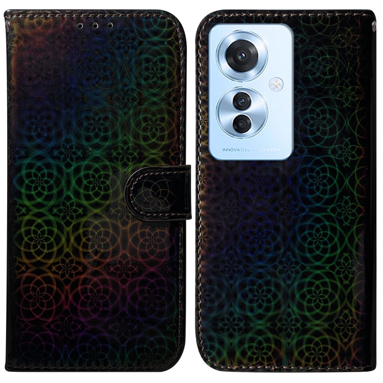 

For OPPO Reno11 F Global Colorful Magnetic Buckle Leather Phone Case(Black)