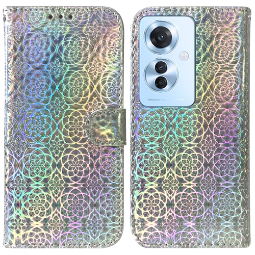 

For OPPO Reno11 F Global Colorful Magnetic Buckle Leather Phone Case(Silver)