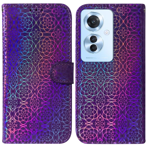 

For OPPO Reno11 F Global Colorful Magnetic Buckle Leather Phone Case(Purple)