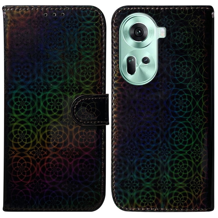 

For OPPO Reno11 Global Colorful Magnetic Buckle Leather Phone Case(Black)