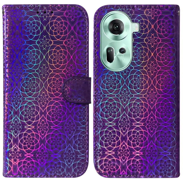 

For OPPO Reno11 Global Colorful Magnetic Buckle Leather Phone Case(Purple)