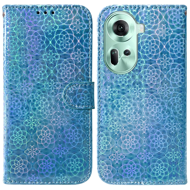 

For OPPO Reno11 Global Colorful Magnetic Buckle Leather Phone Case(Blue)