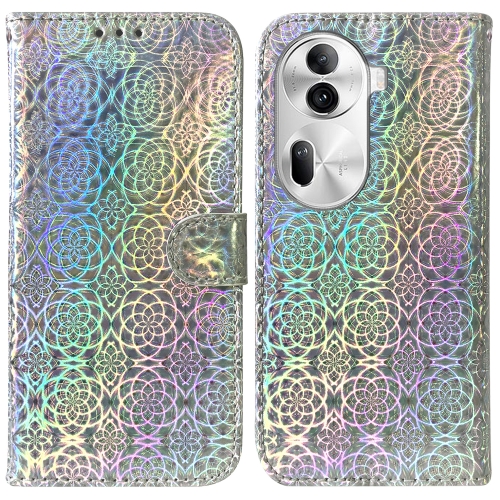 

For OPPO Reno11 Pro 5G Global Colorful Magnetic Buckle Leather Phone Case(Silver)