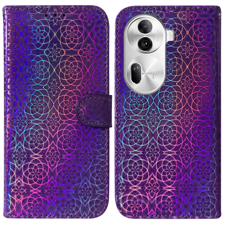 

For OPPO Reno11 Pro 5G Global Colorful Magnetic Buckle Leather Phone Case(Purple)