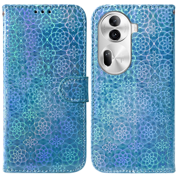 

For OPPO Reno11 Pro 5G Global Colorful Magnetic Buckle Leather Phone Case(Blue)
