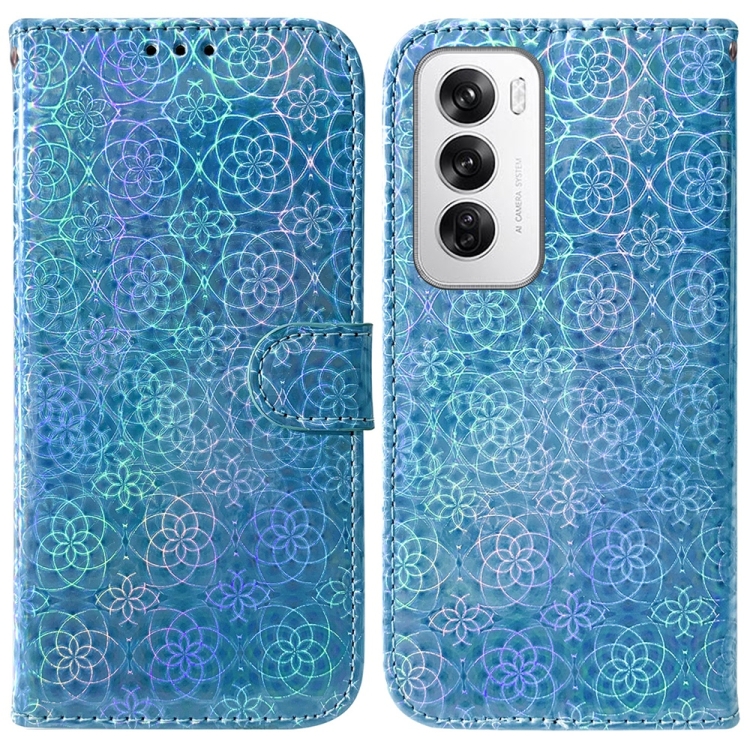 

For OPPO Reno12 5G Global Colorful Magnetic Buckle Leather Phone Case(Blue)