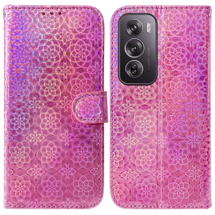 

For OPPO Reno12 Pro 5G Global Colorful Magnetic Buckle Leather Phone Case(Pink)