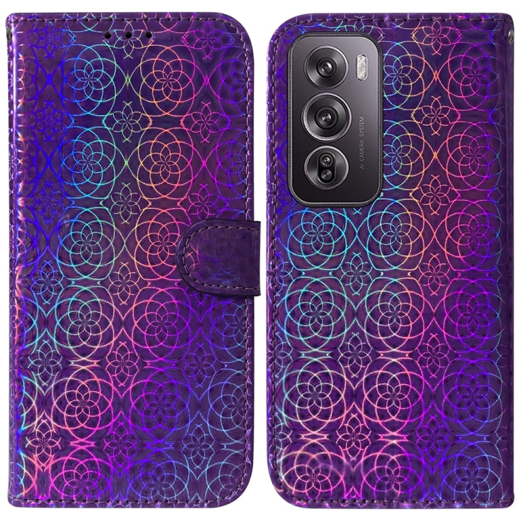 

For OPPO Reno12 Pro 5G Global Colorful Magnetic Buckle Leather Phone Case(Purple)
