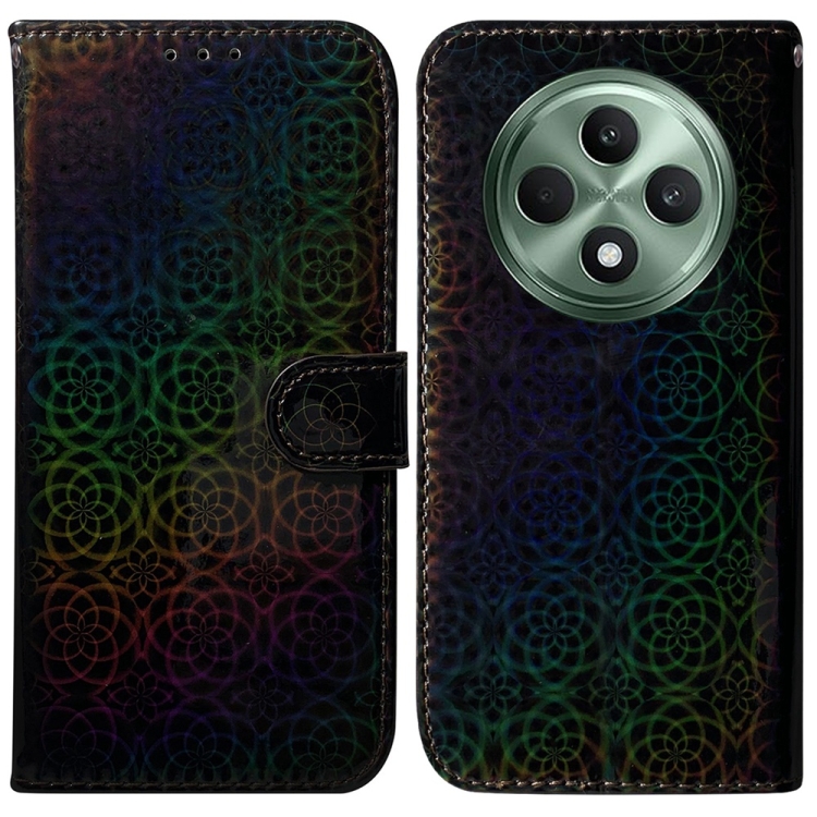 

For OPPO Reno12 F 5G Colorful Magnetic Buckle Leather Phone Case(Black)