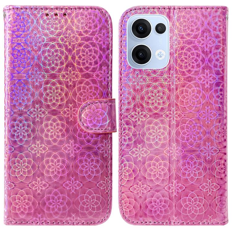 

For OPPO Reno13 Global Colorful Magnetic Buckle Leather Phone Case(Pink)