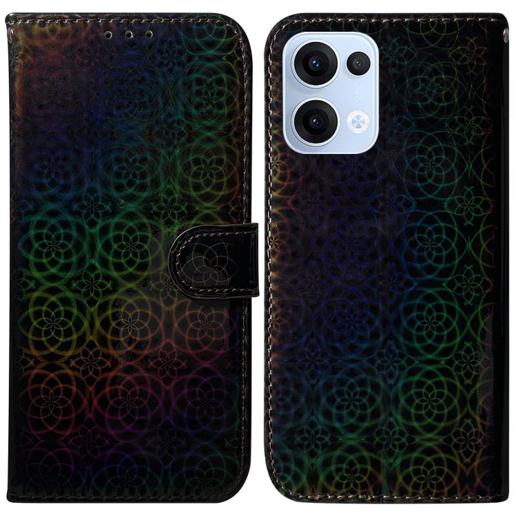 

For OPPO Reno13 Global Colorful Magnetic Buckle Leather Phone Case(Black)
