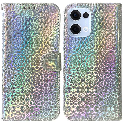 

For OPPO Reno13 Global Colorful Magnetic Buckle Leather Phone Case(Silver)