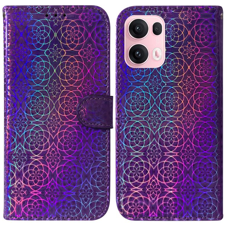 

For OPPO Reno13 Pro Global Colorful Magnetic Buckle Leather Phone Case(Purple)