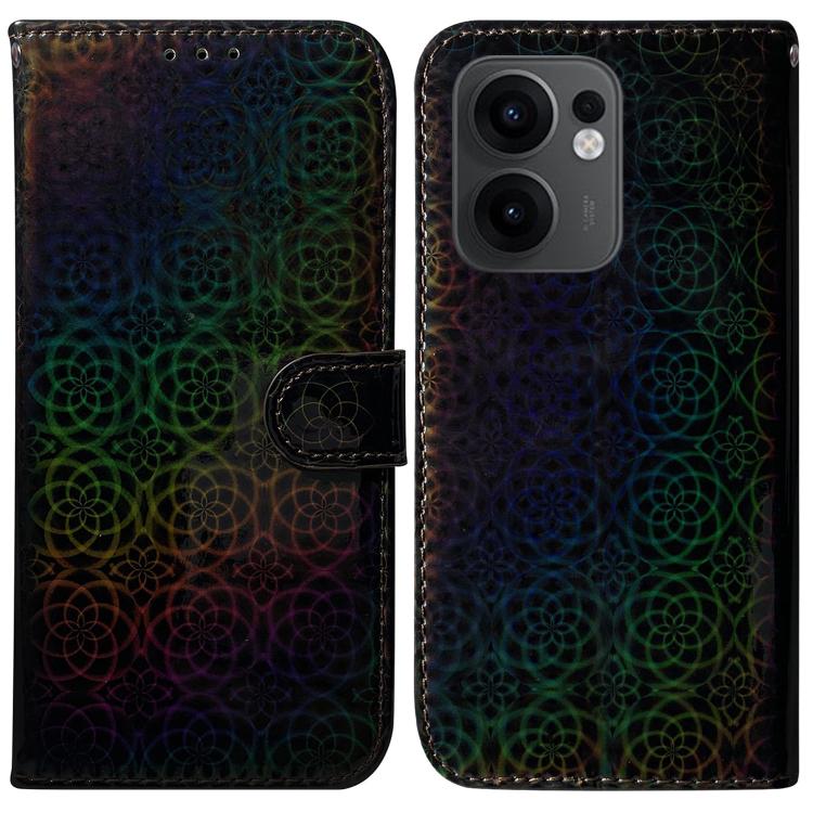 

For OPPO Reno13 F 4G / 5G Colorful Magnetic Buckle Leather Phone Case(Black)