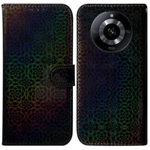 

For Realme 11 5G/Narzo 60 India Version Colorful Magnetic Buckle Leather Phone Case(Black)