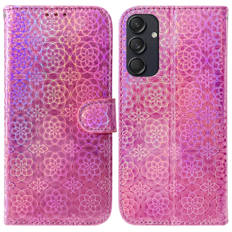 

For Samsung Galaxy M55 Colorful Magnetic Buckle Leather Phone Case(Pink)