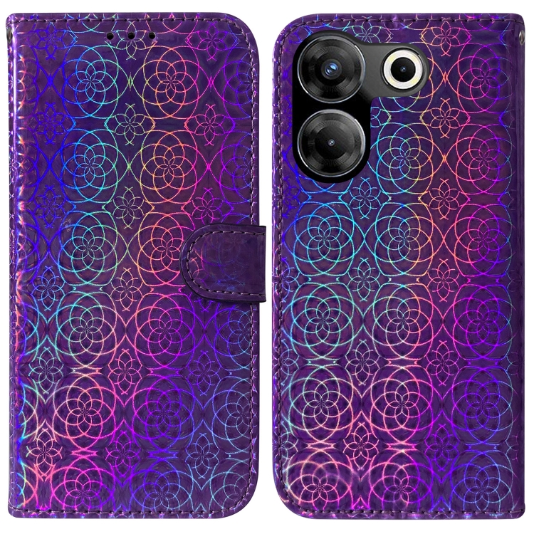 

For Tecno Camon 20 Pro 4G / 20 Colorful Magnetic Buckle Leather Phone Case(Purple)