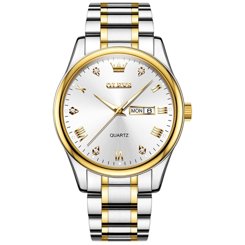 

OLEVS 5563 Men Luminous Waterproof Quartz Watch(White + Gold)