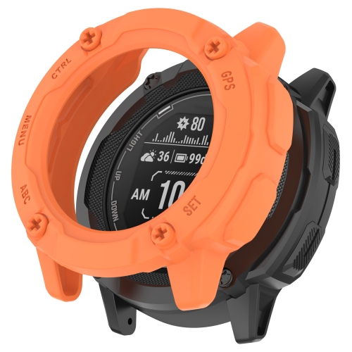 For Garmin Instinct 2X Armor Hollow Watch Protective Case(Orange) for suunto 9 peak pro 9 peak armor hollow watch protective case starlight