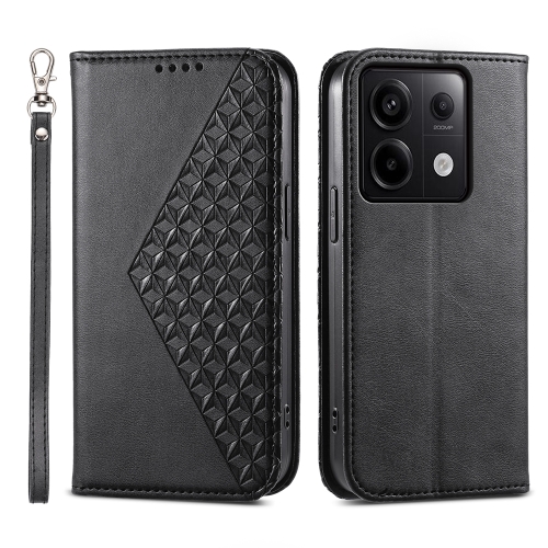 

For Xiaomi Redmi Note 13 Pro 5G Cubic Grid Calf Texture Magnetic Leather Phone Case(Black)