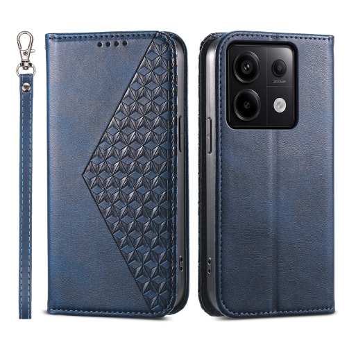 

For Xiaomi Redmi Note 13 Pro 5G Cubic Grid Calf Texture Magnetic Leather Phone Case(Blue)
