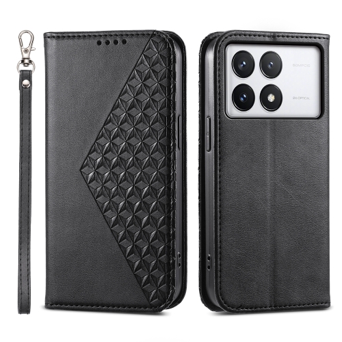 

For Xiaomi Poco X6 Pro 5G Cubic Grid Calf Texture Magnetic Leather Phone Case(Black)