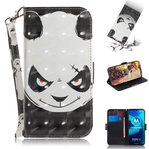 

For Motorola Moto G8 Power Lite 3D Painted Pattern Magnetic Attraction Horizontal Flip Leather Case with Holder & Card Slot & Wallet & Lanyard(Angry Bear)