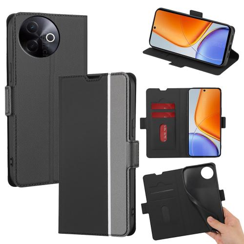 

For vivo Y39 5G Global Twill Texture Side Button Leather Phone Case(Black)